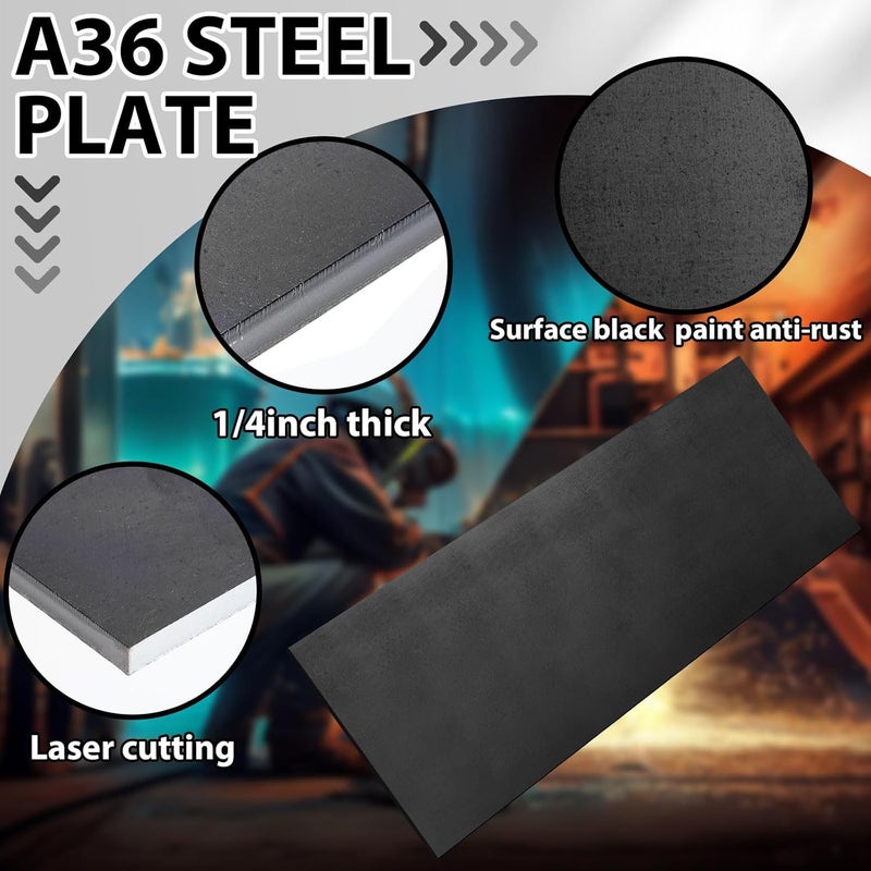 Photect 1 Piece 1/4 x 4 x 12 Inch Steel Plate Hot Rolled Steel Flat Bar A36 Plate Sheet Weldable Metal Sheet Raw Materials for Cutting Industrial Base - Image 3
